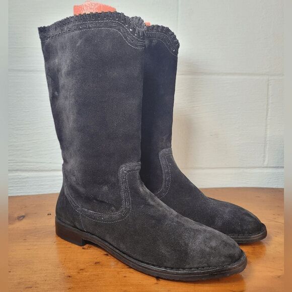 Trask audra Western Boho Mid-Calf Suede Flat Boots Size 8 - Picture 1 of 10